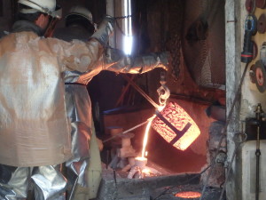 Witnessing a bronze casting at the Johnson Foundry in Little Harbour