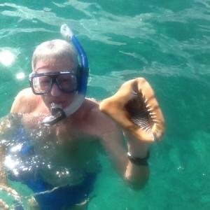 Inspecting unusual Bahamas Sea life