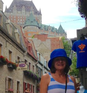 Dena in the lower old town in front of Le Chateau Frontenac
